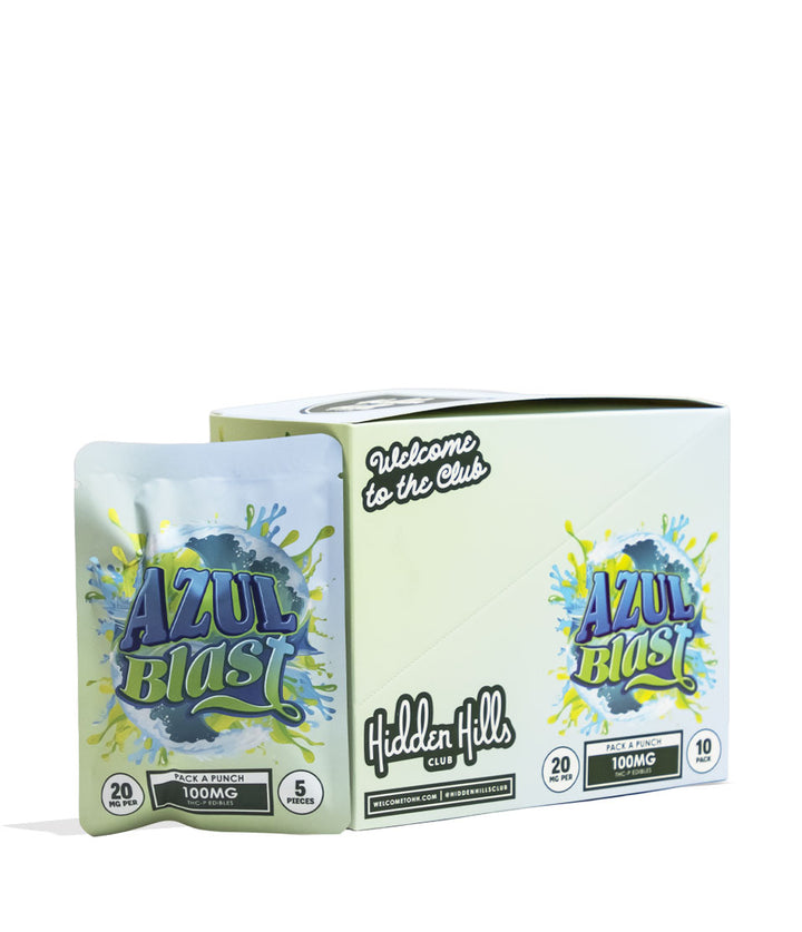 Azul Blast Hidden Hills Pack a Punch THC-P 100mg Gummies 10pk Front View on white background