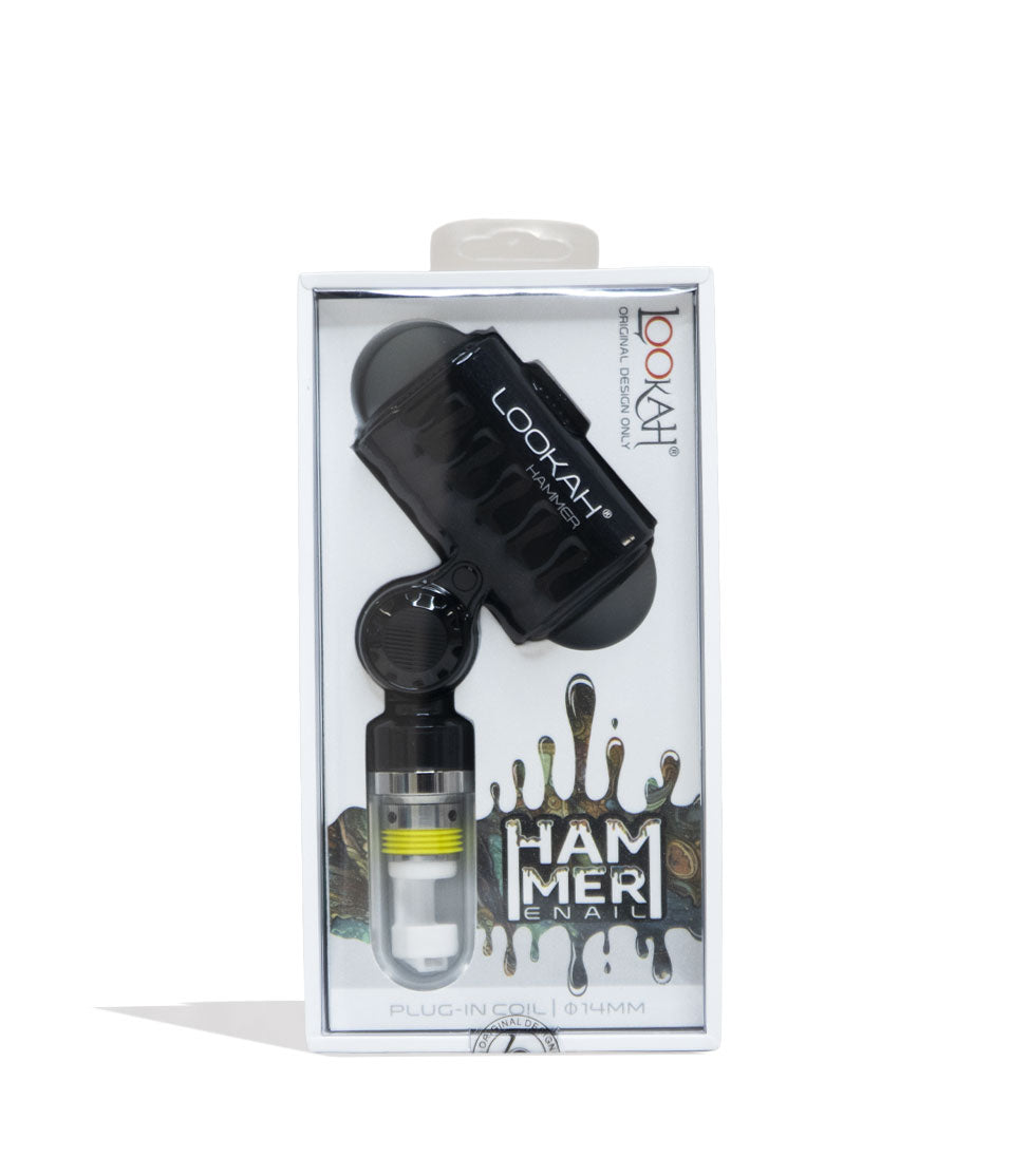 Black Lookah Hammer Portable Enail Banger Packaging Front View on White Background