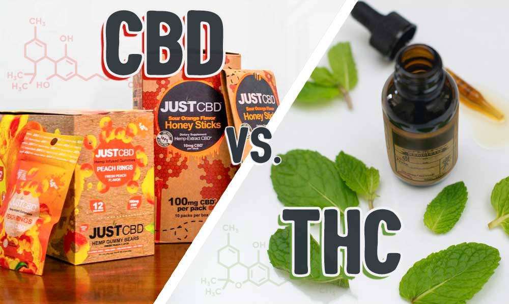 CBD vs THC Blog, Just CBD Honeysticks and Just CBD Gummies against THC eyedropper