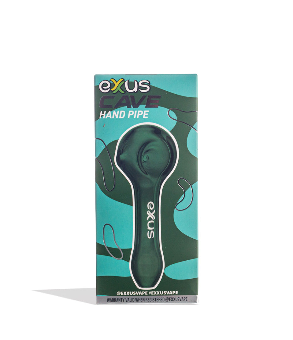 Green Exxus Vape Cave Hand Pipe 12pk Packaging Front View on White Background