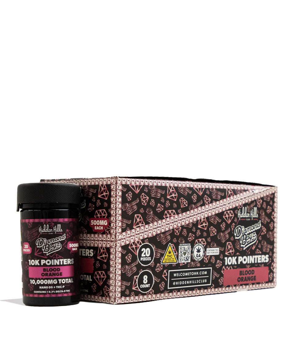 Blood Orange Hidden Hills 10000mg Diamond Boyz 8k Pointers Gummies 8pk Front View on White Background