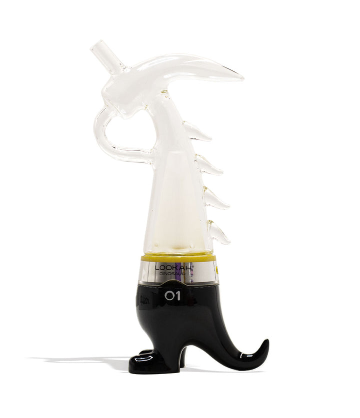 Black Lookah Dinosaur Electronic Dab Rig Front View on White Background