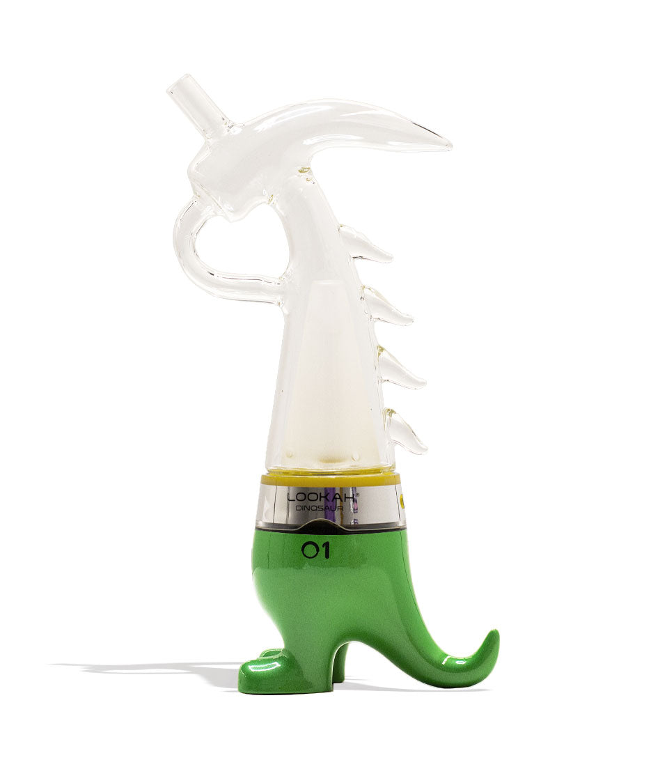 Green Lookah Dinosaur Electronic Dab Rig Front View on White Background