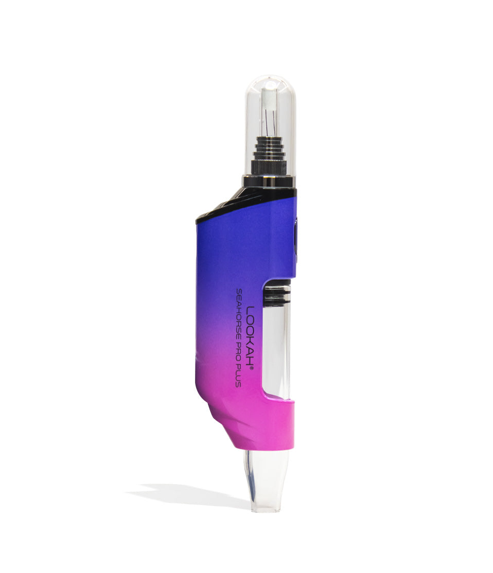 Purple Pink Lookah Seahorse Pro Plus Gradient Edition Nectar Collector Front View on White Background