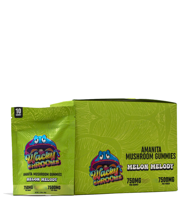 Melon Melody Wacky Shrooms 7500mg Amanita Mushroom Gummies 10pk Front View on White Background