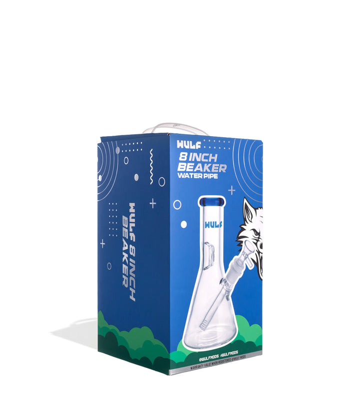 Blue Wulf Mods 5mm 8inch Beaker Water Pipe Packaging Angle View on White Background