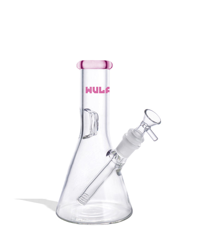 Pink Wulf Mods 5mm 8inch Beaker Water Pipe Front View on White Background