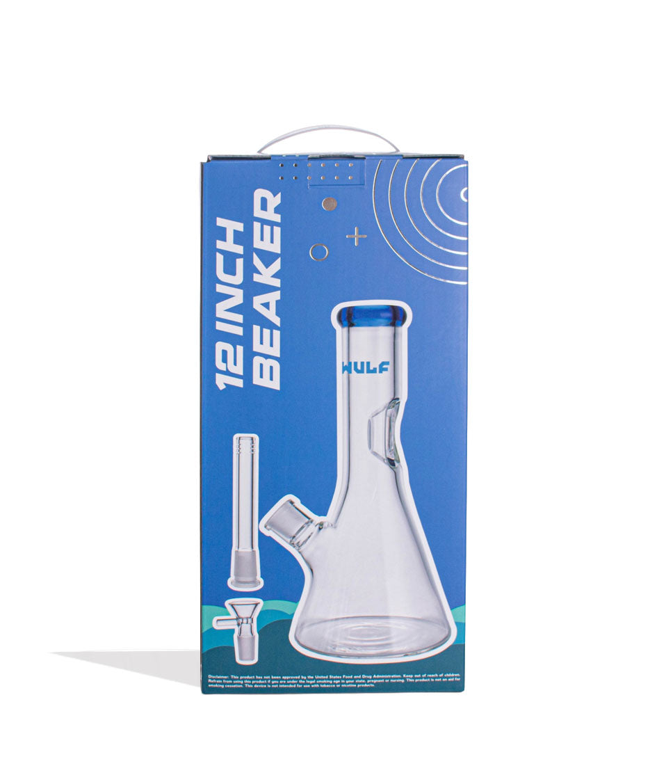 Blue Wulf Mods 7mm 12inch Beaker Water Pipe Packaging Back View on White Background