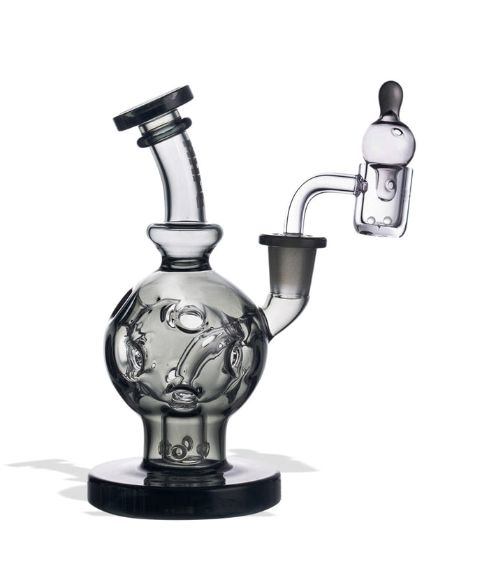 Smoke Wulf Mods Atom 14mm Dab Rig with Quartz Banger on white background