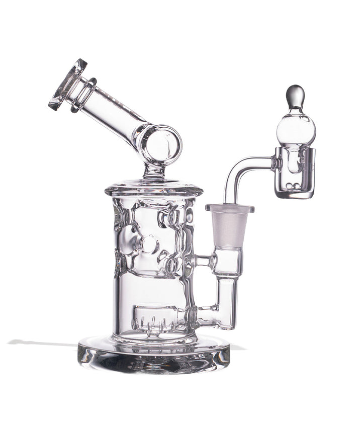 Clear Wulf Mods Tyde 14mm Dab Rig with Quartz Banger on white background