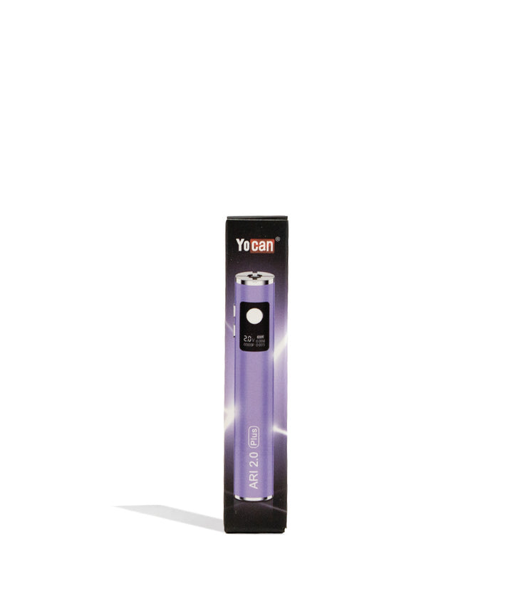 Purple Yocan Ari Plus 2.0 Variable Voltage Battery 15pk Packaging Front VIew on White Background