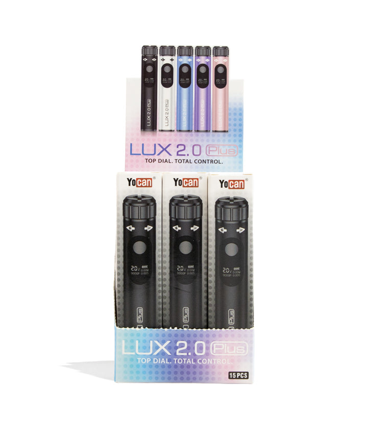 Yocan Lux Plus 2.0 Variable Voltage Battery 15pk Front View on White Background