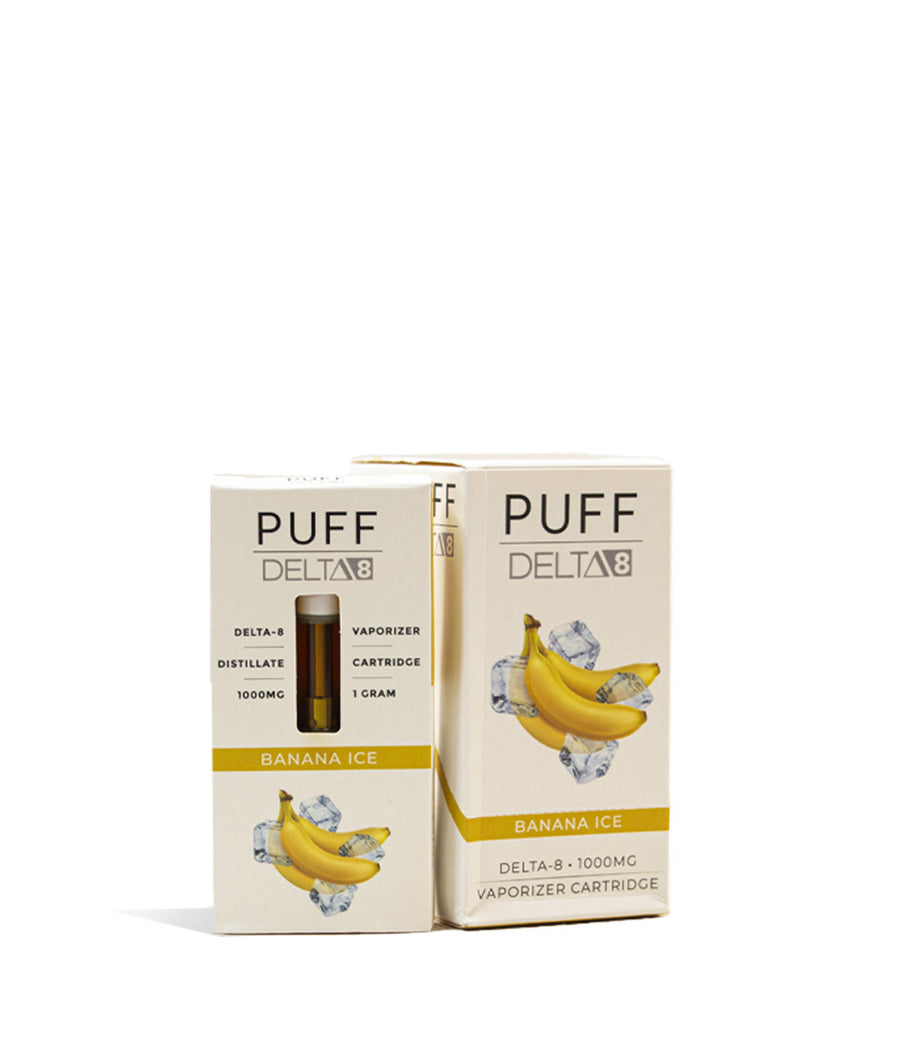 Banana Ice Puff D8 1000mg CBD Cartridge 5pk on white background