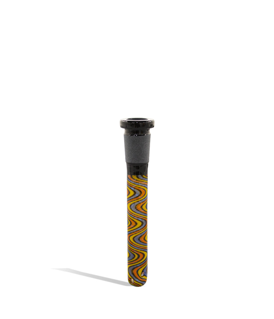 Black/Orange Swirl 3.5 inch 14mm Downstem with Chromatic Stripe on white background