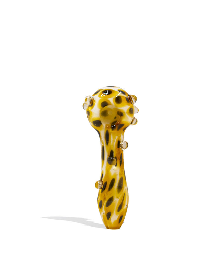 Yellow Empire Glassworks Assorted Psychedelic Spoon Handpipe 4pk on white background