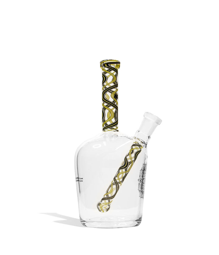 Yellow White iDab Medium 10mm Worked Henny Bottle Water Pipe on Studio Background