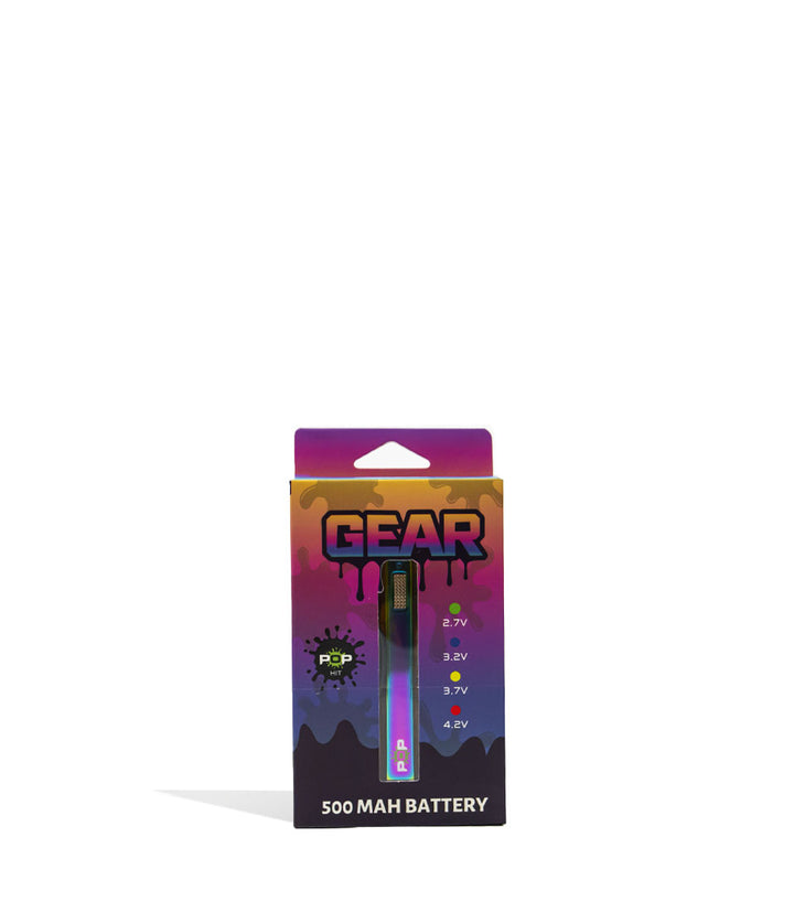 Full Color POP Gear 500mah Cartridge Vaporizer 10pk Packaging Front View on White Background