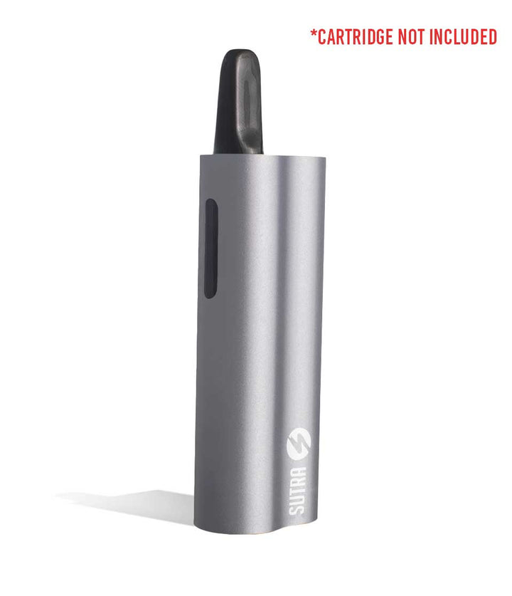 Silver side view w/cartridge Sutra Vape Auto Cartridge Vaporizer on white background