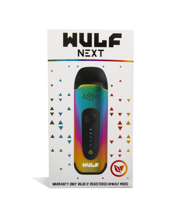 Full Color Box Wulf Mods Next Vaporizer on white studio background